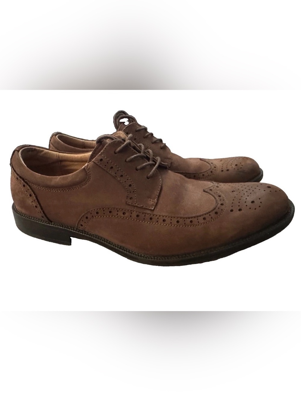 Clarks Collection Men's 9.5 G Brown Leather Brogue Oxford Waterproof US